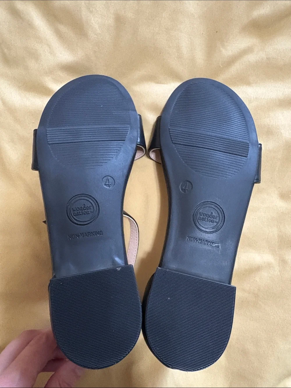wonder nation Black Open-Toe Ankle-Strap Flat Sandals